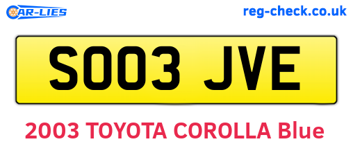 SO03JVE are the vehicle registration plates.
