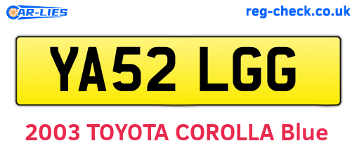 YA52LGG are the vehicle registration plates.