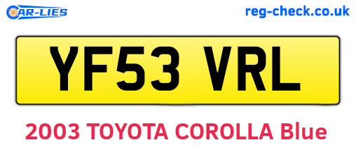 YF53VRL are the vehicle registration plates.