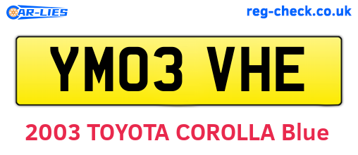 YM03VHE are the vehicle registration plates.