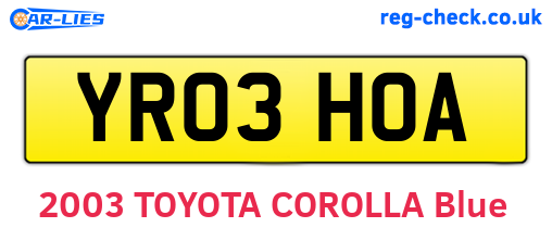 YR03HOA are the vehicle registration plates.