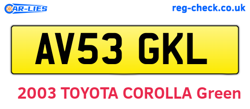 AV53GKL are the vehicle registration plates.
