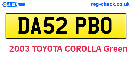 DA52PBO are the vehicle registration plates.