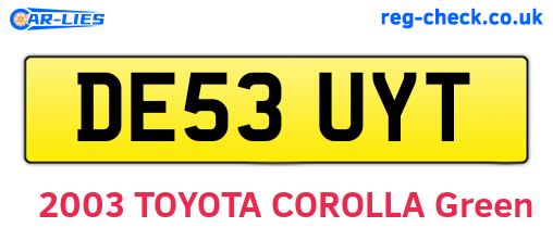 DE53UYT are the vehicle registration plates.