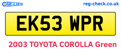 EK53WPR are the vehicle registration plates.