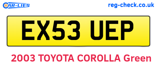 EX53UEP are the vehicle registration plates.
