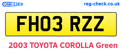 FH03RZZ are the vehicle registration plates.