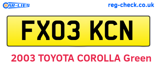 FX03KCN are the vehicle registration plates.