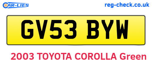 GV53BYW are the vehicle registration plates.
