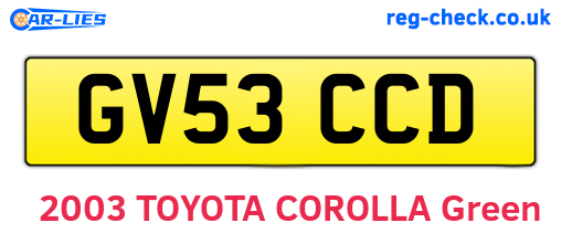 GV53CCD are the vehicle registration plates.