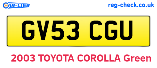 GV53CGU are the vehicle registration plates.