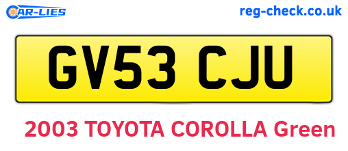 GV53CJU are the vehicle registration plates.