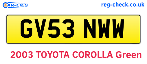 GV53NWW are the vehicle registration plates.