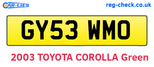 GY53WMO are the vehicle registration plates.