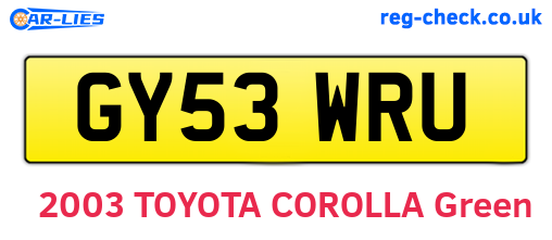 GY53WRU are the vehicle registration plates.