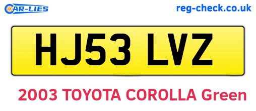 HJ53LVZ are the vehicle registration plates.