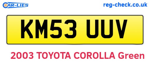 KM53UUV are the vehicle registration plates.