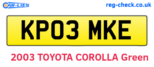 KP03MKE are the vehicle registration plates.