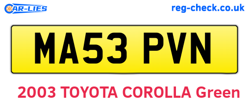 MA53PVN are the vehicle registration plates.