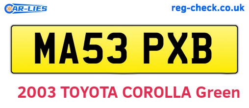 MA53PXB are the vehicle registration plates.