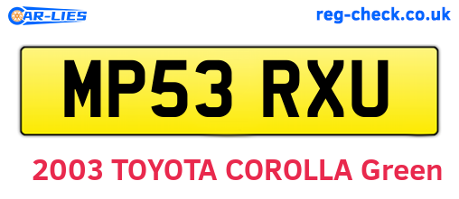 MP53RXU are the vehicle registration plates.