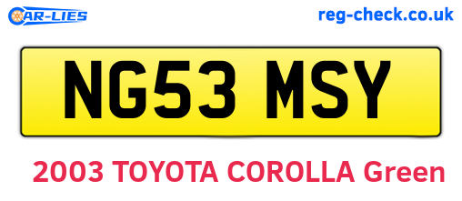 NG53MSY are the vehicle registration plates.