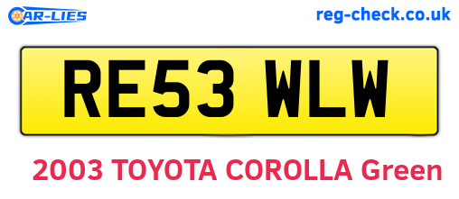 RE53WLW are the vehicle registration plates.