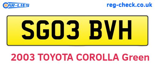 SG03BVH are the vehicle registration plates.