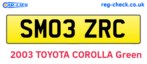SM03ZRC are the vehicle registration plates.