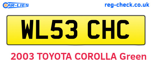WL53CHC are the vehicle registration plates.