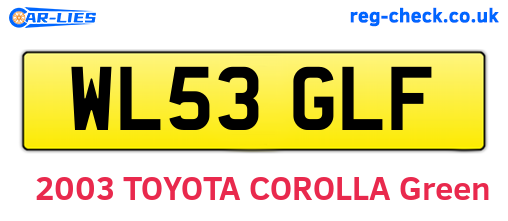WL53GLF are the vehicle registration plates.