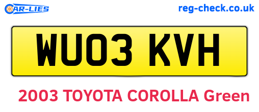 WU03KVH are the vehicle registration plates.