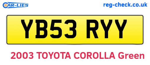 YB53RYY are the vehicle registration plates.