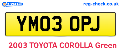 YM03OPJ are the vehicle registration plates.