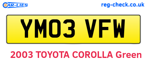 YM03VFW are the vehicle registration plates.