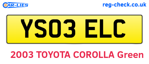 YS03ELC are the vehicle registration plates.