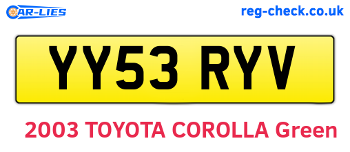 YY53RYV are the vehicle registration plates.