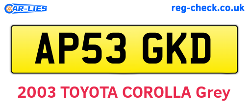 AP53GKD are the vehicle registration plates.