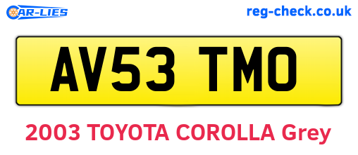 AV53TMO are the vehicle registration plates.