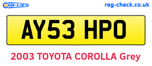 AY53HPO are the vehicle registration plates.
