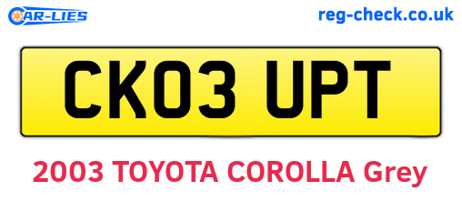CK03UPT are the vehicle registration plates.