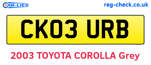 CK03URB are the vehicle registration plates.