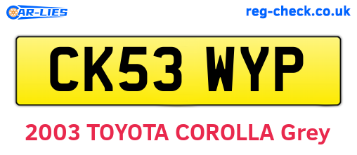 CK53WYP are the vehicle registration plates.