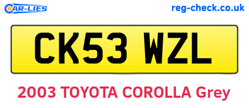 CK53WZL are the vehicle registration plates.