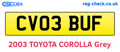 CV03BUF are the vehicle registration plates.