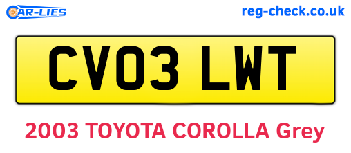 CV03LWT are the vehicle registration plates.