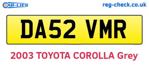 DA52VMR are the vehicle registration plates.
