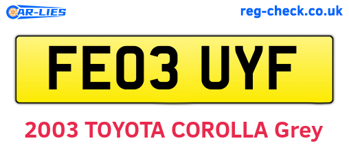 FE03UYF are the vehicle registration plates.