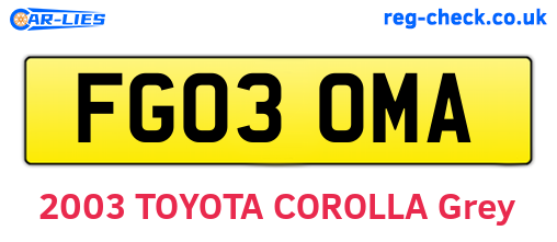 FG03OMA are the vehicle registration plates.