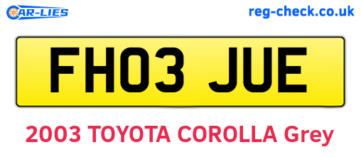 FH03JUE are the vehicle registration plates.
